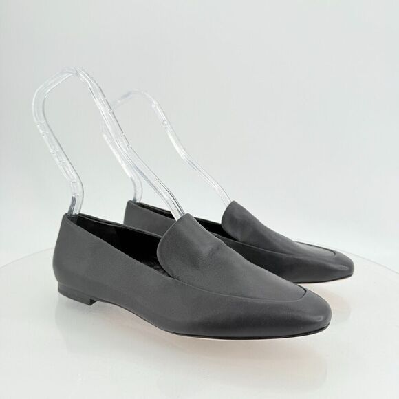 Vince Womens Brette Leather Slip On Loafer Flats Size 7 M Black Leather - Picture 2 of 14